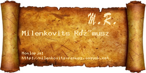 Milenkovits Rémusz névjegykártya
